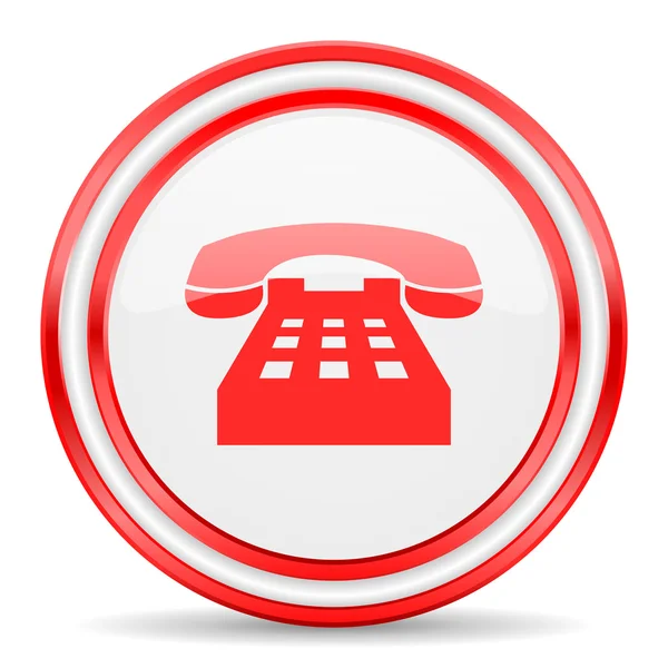 Telefon kırmızı beyaz parlak web simgesi — Stok fotoğraf