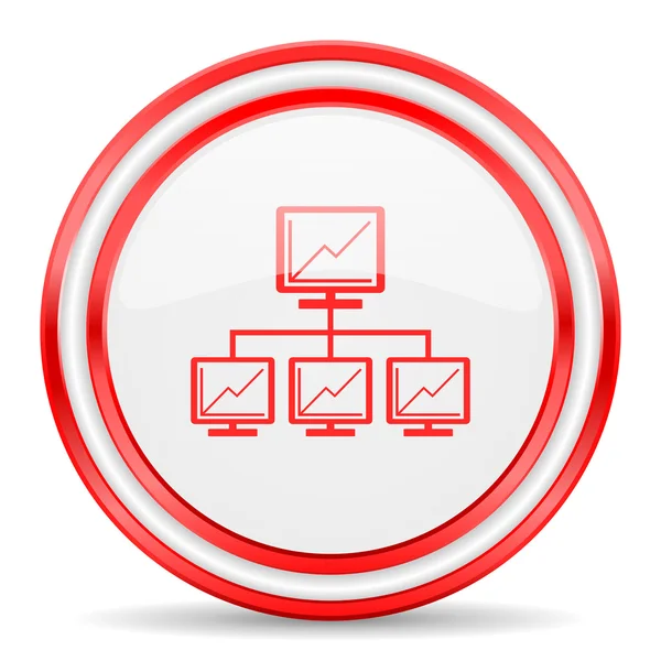 Network red white glossy web icon — Stock Photo, Image