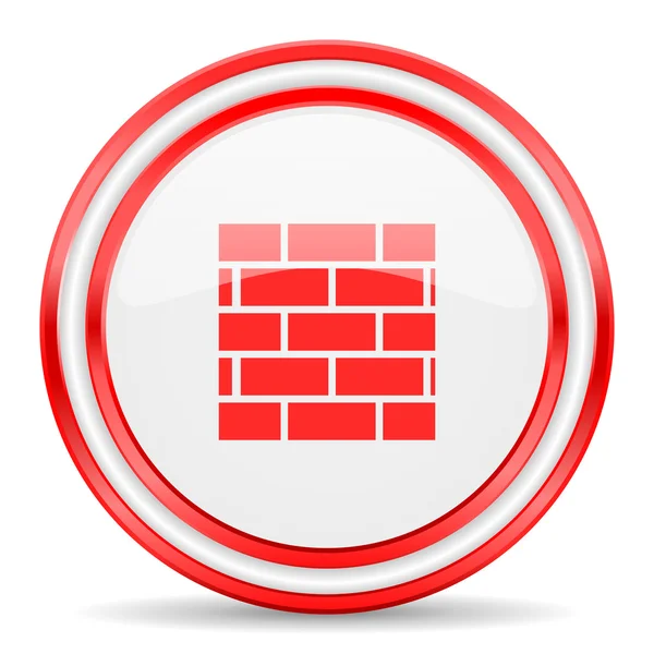 Firewall rosso bianco lucido icona web — Foto Stock