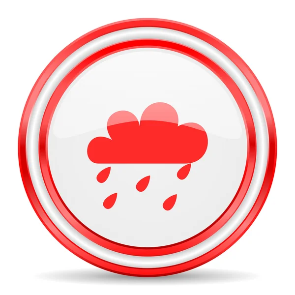 Eső piros, fehér, fényes web ikon — Stock Fotó