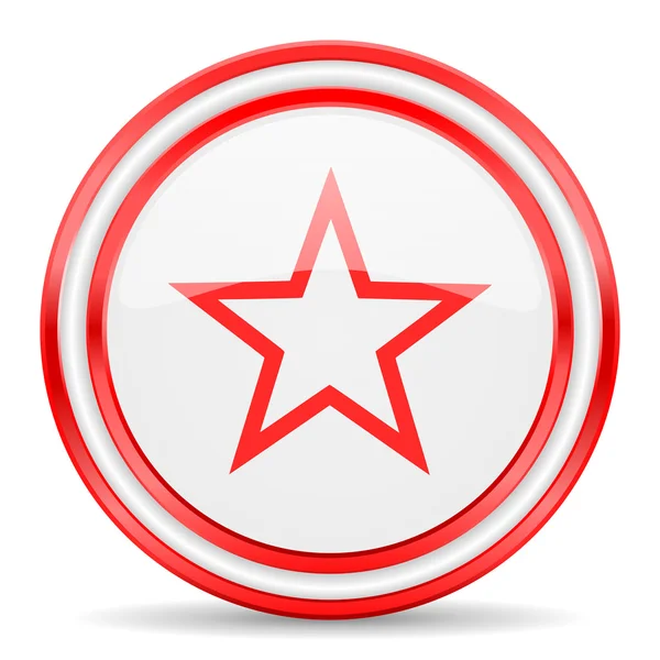 Gwiazda czerwony WWW biały błyszczący ikona — Zdjęcie stockowe