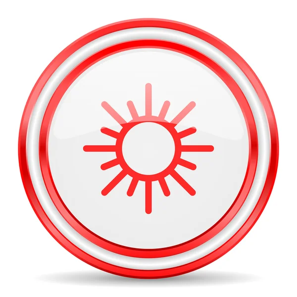 Sun red white glossy web icon — Stock Photo, Image