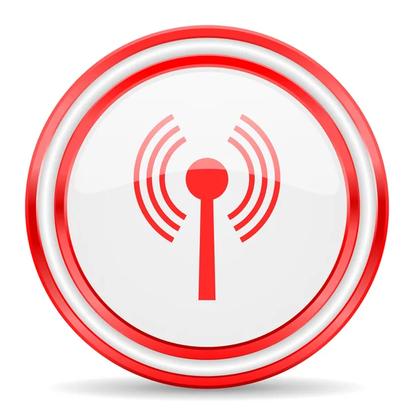 Wifi vermelho branco brilhante ícone web — Fotografia de Stock