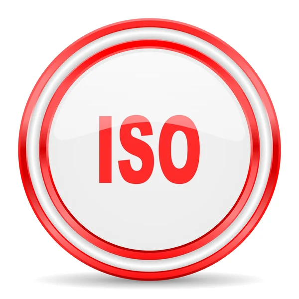 ISO kırmızı beyaz parlak web simgesi — Stok fotoğraf