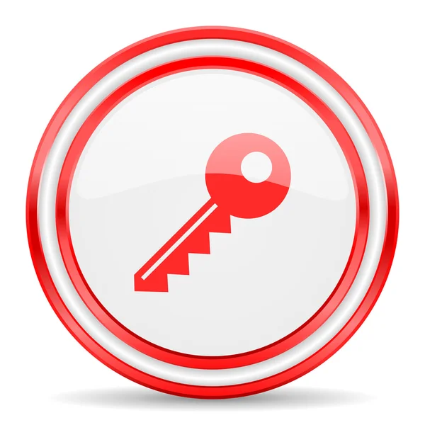 Ikona klucz czerwony biały błyszczący sieci web — Zdjęcie stockowe