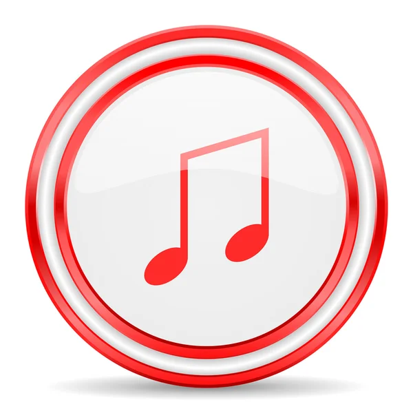 Música vermelho branco brilhante ícone web — Fotografia de Stock