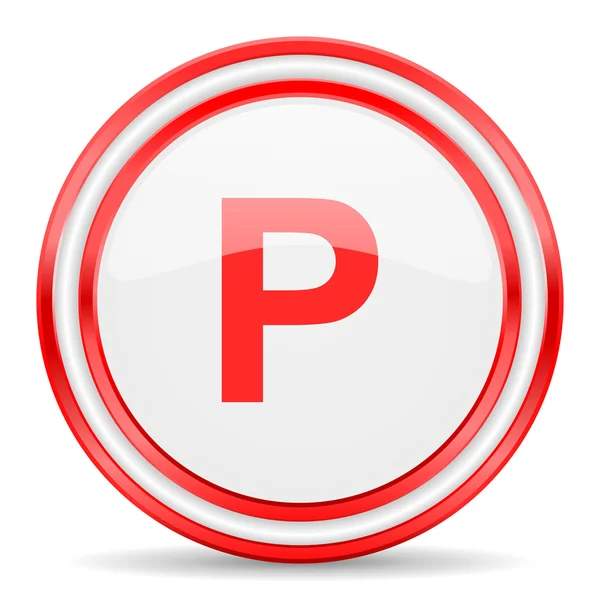 Паркінг червоний білий глянсовий веб-іконка — стокове фото