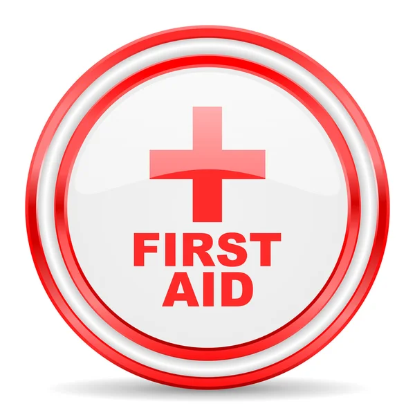 First aid red white glossy web icon — Stock Photo, Image