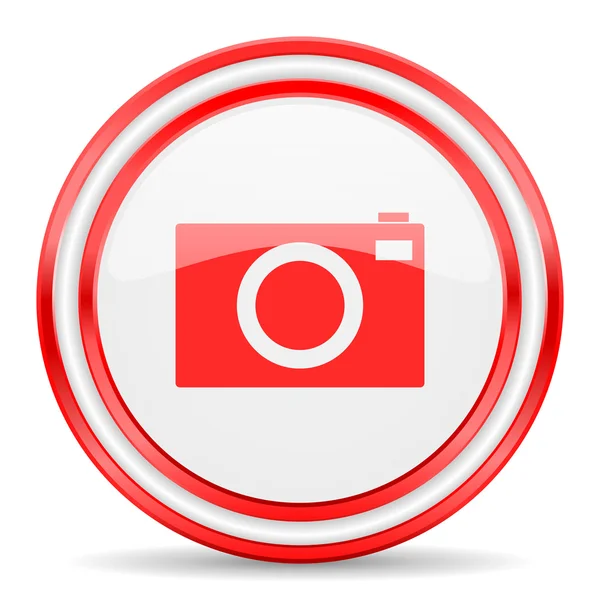 Camerasymbool rood wit glanzend web — Stockfoto