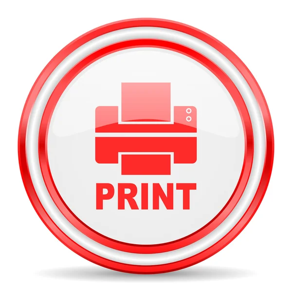 Printer red white glossy web icon — Stock Photo, Image