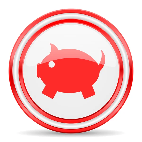 Piggy bank red white glossy web icon — Stock Photo, Image