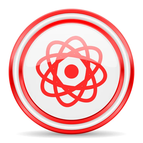 Atom red white glossy web icon — Stock Photo, Image