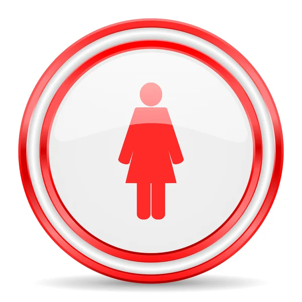 Mujer rojo blanco brillante icono web — Foto de Stock