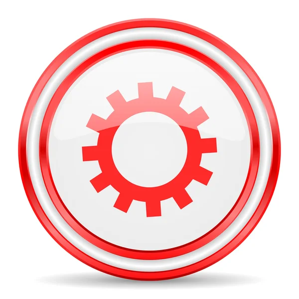 Gear red white glossy web icon — Stock Photo, Image