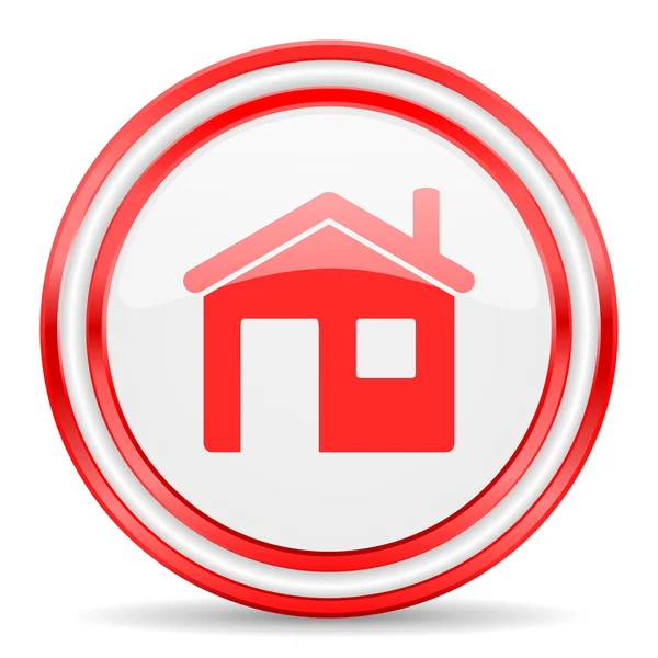 Ev kırmızı beyaz parlak web simgesi — Stok fotoğraf