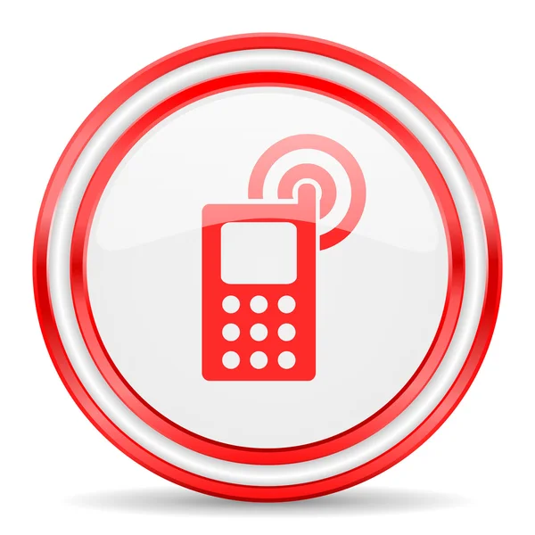 Téléphone rouge blanc brillant icône web — Photo