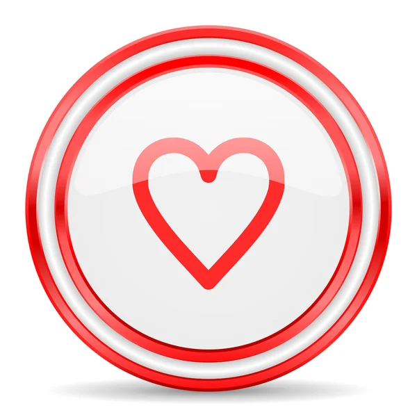 Heart red white glossy web icon — Stock Photo, Image