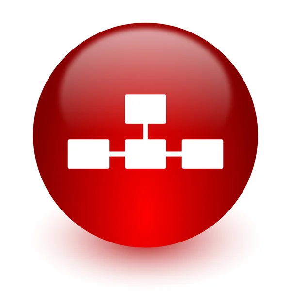 Base de données icône de l'ordinateur rouge sur fond blanc — Photo