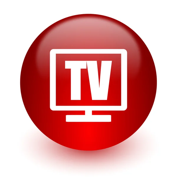 Tv icona del computer rosso su sfondo bianco — Foto Stock