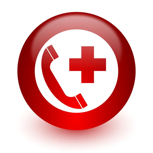 Llamada de emergencia icono de la computadora roja sobre fondo blanco —  Fotos de Stock