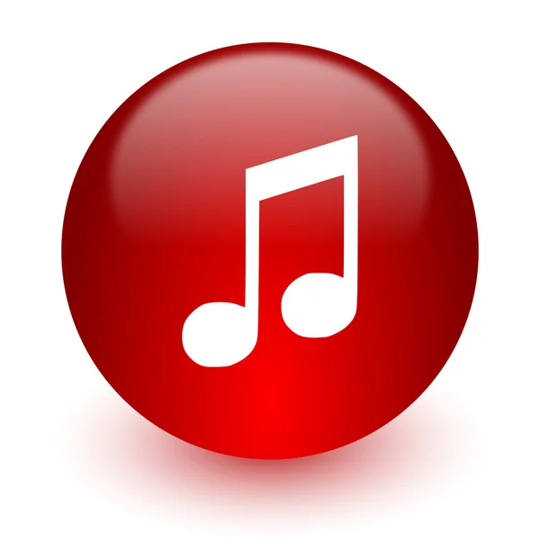 Beyaz arka planda müzik kırmızı bilgisayar simgesi — Stok fotoğraf