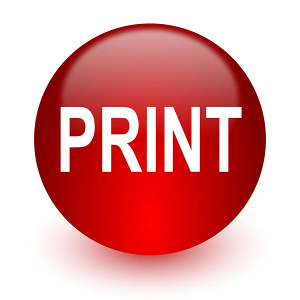 Imprimir icono rojo de la computadora sobre fondo blanco —  Fotos de Stock