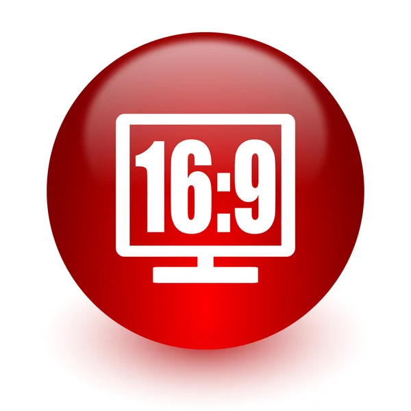 16 9 display red computer icon on white background — Stock Photo, Image