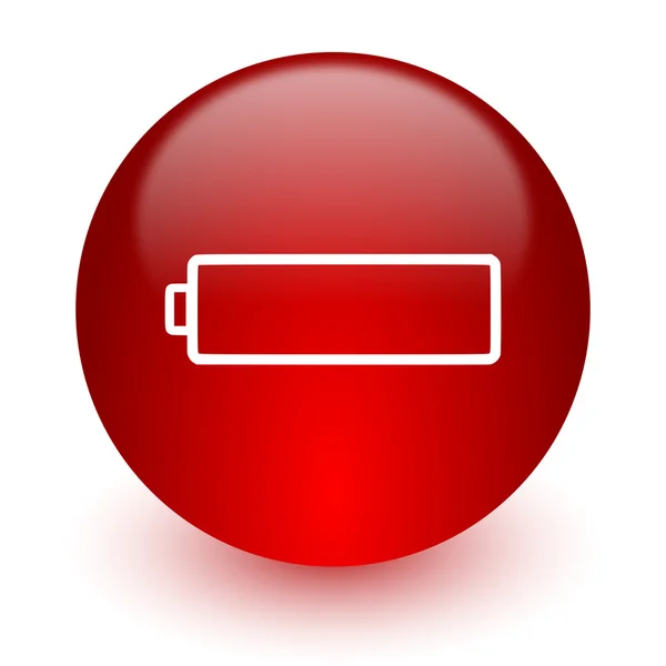 Ikona baterie červená počítače na bílém pozadí — Stock fotografie