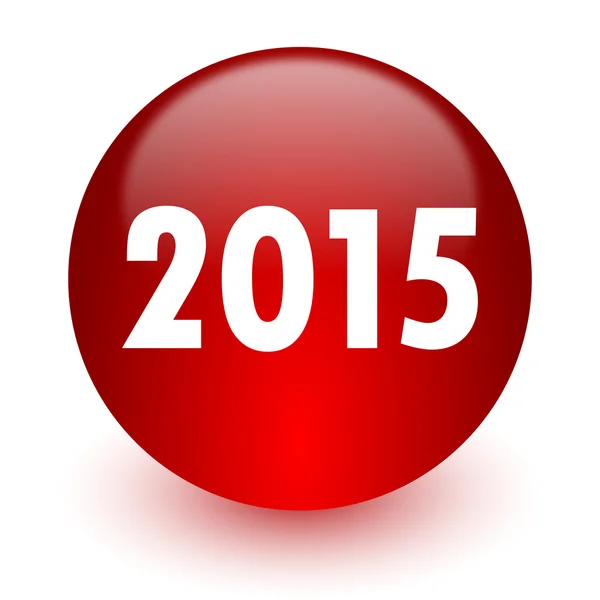 Nowy rok 2015 czerwony ikona na białym tle — Zdjęcie stockowe