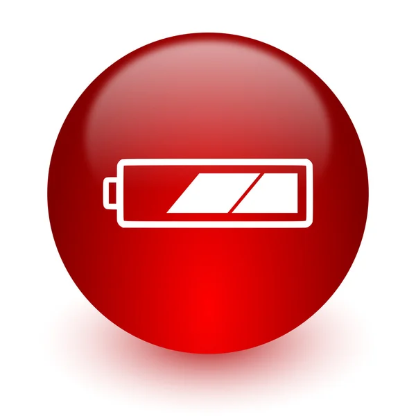Иконка батареи красный компьютер на белом фоне — стоковое фото