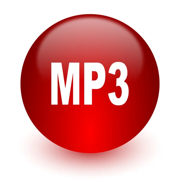 Mp3 ícone de computador vermelho no fundo branco — Fotografia de Stock