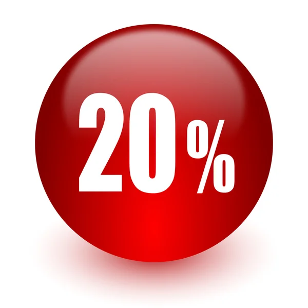 20 percent red computer icon on white background — Stock Photo, Image