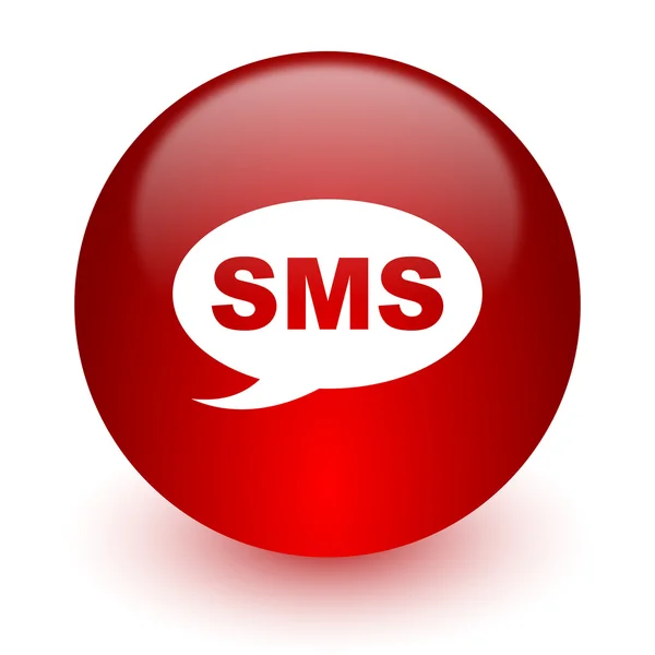 SMS röda dator-ikonen på vit bakgrund — Stockfoto