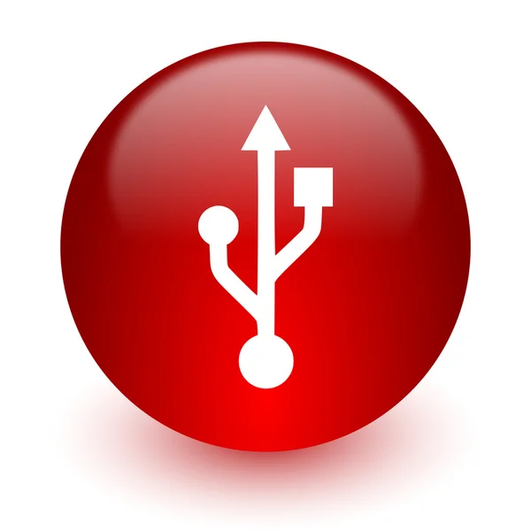Icône de l'ordinateur rouge USB sur fond blanc — Photo