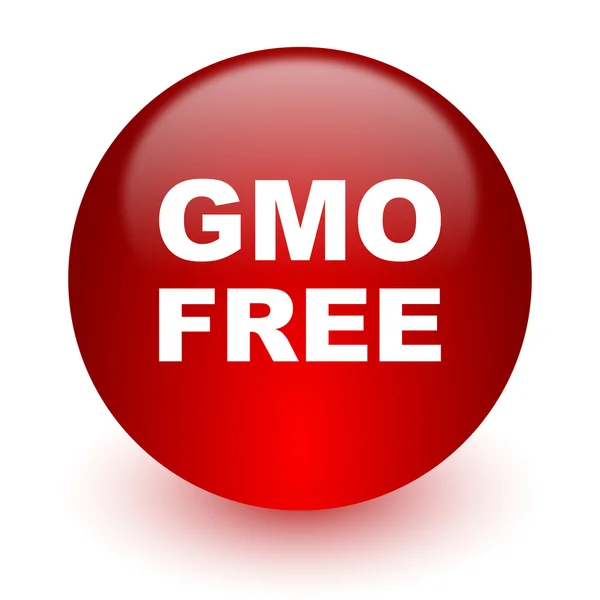 GMO bezpłatny komputer czerwony ikona na białym tle — Zdjęcie stockowe