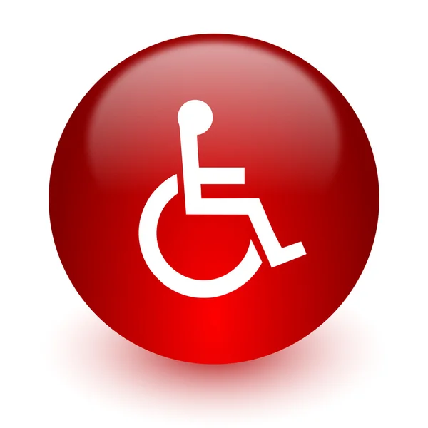 Icône de l'ordinateur rouge en fauteuil roulant sur fond blanc — Photo