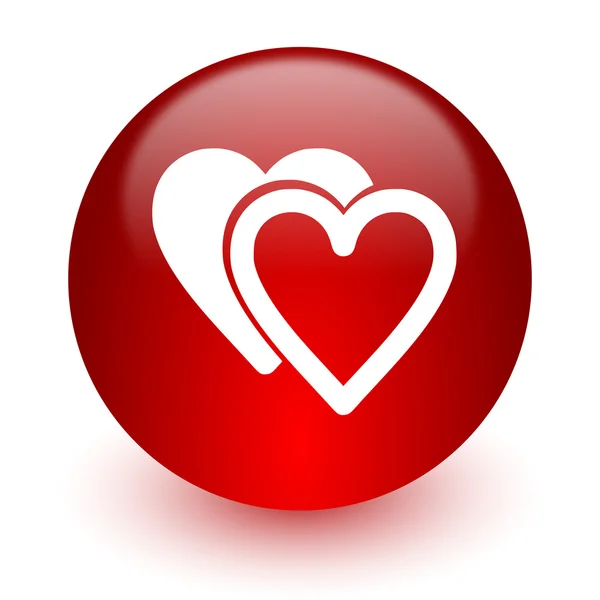 Amor icono de la computadora roja sobre fondo blanco — Foto de Stock