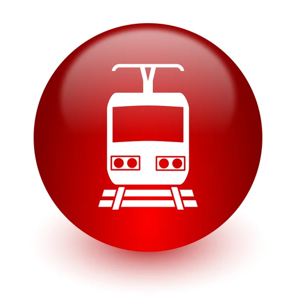 Treno icona del computer rosso su sfondo bianco — Foto Stock