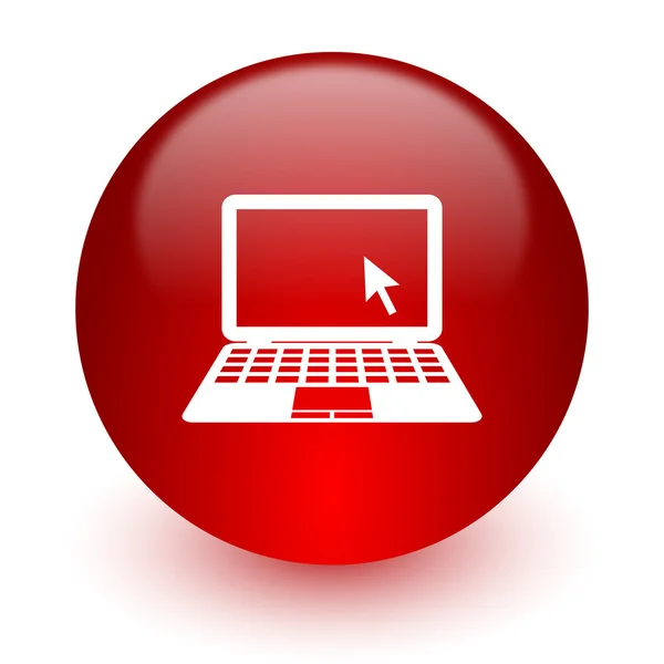 Computer red computer icon on white background — Stock Photo, Image