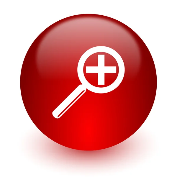 Lente icono de ordenador rojo sobre fondo blanco — Foto de Stock
