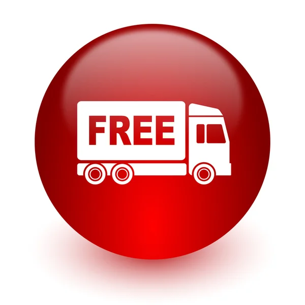 Free delivery red computer icon on white background — Stock Photo, Image