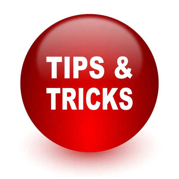 Tips tricks red computer icon on white background — Stock Photo, Image