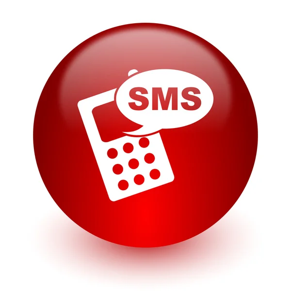 SMS beyaz zemin üzerine kırmızı bilgisayar simgesi — Stok fotoğraf