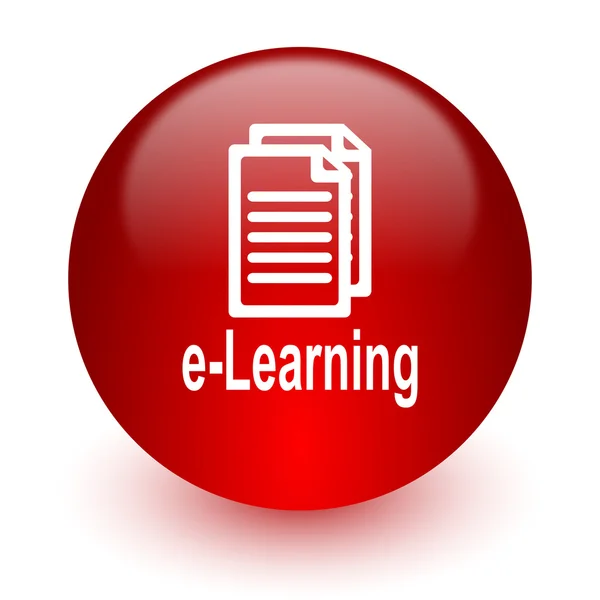 Learning red computer icon on white background — Stock Photo, Image