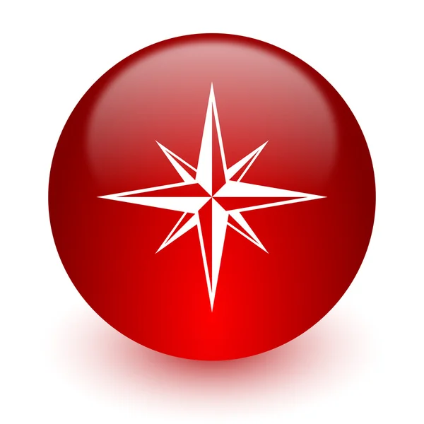 Bússola ícone de computador vermelho no fundo branco — Fotografia de Stock