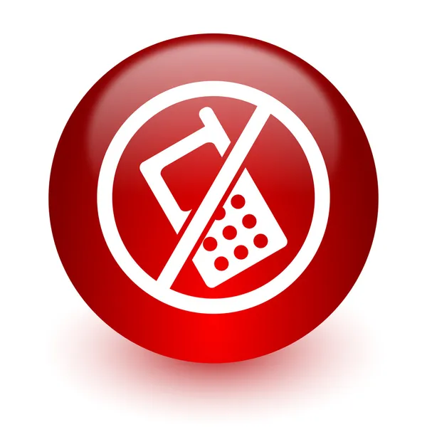 Nie telefonu komputera czerwony ikona na białym tle — Zdjęcie stockowe
