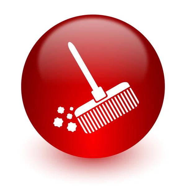 Vassoura ícone de computador vermelho no fundo branco — Fotografia de Stock
