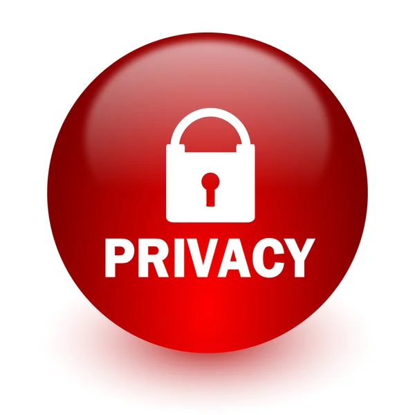 Datenschutz rotes Computersymbol auf weißem Hintergrund — Stockfoto