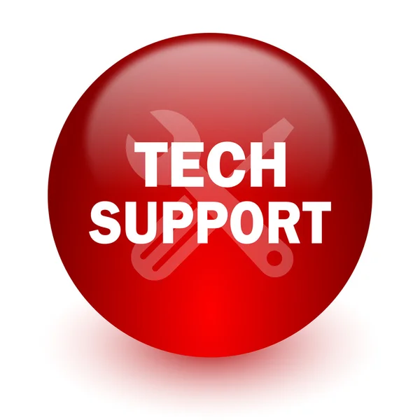 Technical support red computer icon on white background — Stock Photo, Image