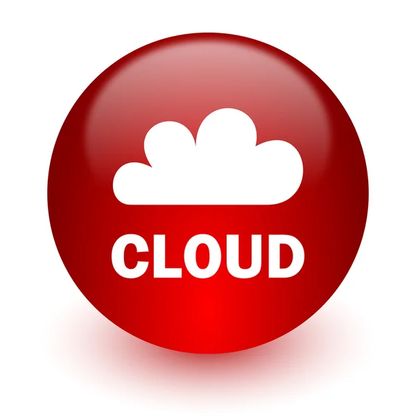 Icono de nube informática rojo sobre fondo blanco — Zdjęcie stockowe